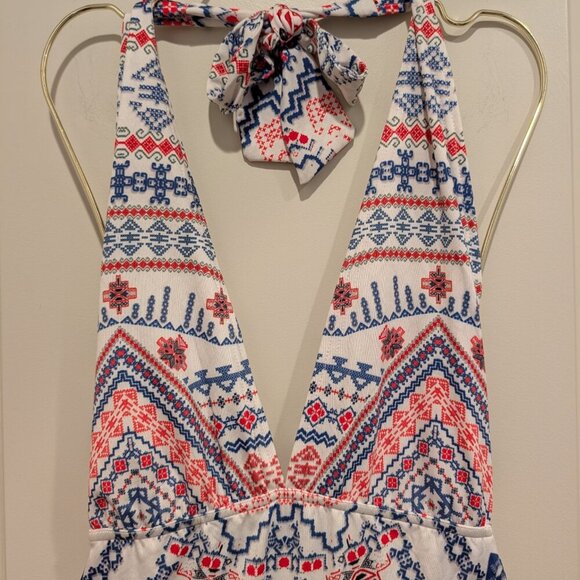 NWT ROCOCO SAND PRINTED ONE PIECE HALTER NECK SWIMSUIT SZ XS - Picture 3 of 11